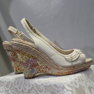 Womens Rampage Cream Wedge Heels with Fabric Upper